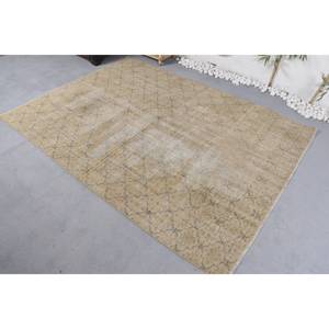 Tapis Turc Vintage Moderne Beige Bleu 5.4X7.4 pieds Classique Grand Rectangle Forme Laine Peluche Pile Latex pour Entrée Patchwork - Product Image 2