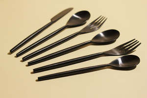 Meilleur ensemble de couverts noirs en métal de qualité pour restaurant de mariage hôtel à bas prix avec personnalisation du logo - Product Image 4