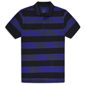 100% algodón de alta calidad respetuoso con el medio ambiente informal para hombre para Polo diseño de patrón sólido con estilo de piqué de rayas negras - Product Image 1