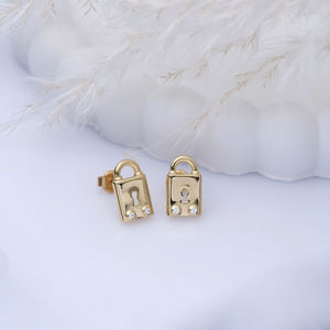 Boucles d'oreilles en pierre CZ en forme de serrure en gros bijoux en argent sterling 925 turcs faits à la main - Product Image 4