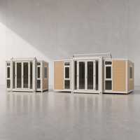 Maison conteneur extensible de 3 mètres, préfabriquée, modulaire, pliable, portable, pour bureau de chantier ou habitation, en chêne naturel clair