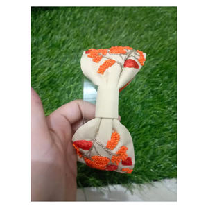 High Quality Orange Floral Beaded <b>Headband</b> Handmade Cotton Party Accessory <b>for</b> Girls Elegant Trendy Style <b>for</b> Summer - Product Image 5