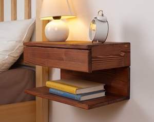Handmade Eco-Friendly Wood Floating Nightstand <b>Storage</b> <b>Drawer</b> Modern Design for Bedroom Living Room Home Home Furniture - Product Image 4