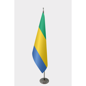 Drapeau officiel du Gabon pour intérieur, imprimé numériquement, en nylon, plastique, polyester, soie, avec mât en aluminium, pour l'assurance automobile et l'éducation - Product Image 1