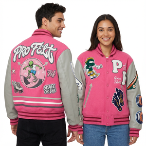 Chaqueta Universitaria de Béisbol con Parches de Chenilla Bordados Personalizados de Último Diseño 2026, Chaqueta Universitaria de Lana para Hombre - Product Image 3