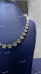 Collier Iced Out Star Link finition argentée, effet diamant Moissanite, collier de luxe pour soirée et mariage - Product Image 2