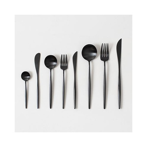 ชุดเครื่องใช้บนโต๊ะอาหารแบบเลเซอร์เคลือบสีโรสโกลด์หรูหราอุปกรณ์เครื่องเงินชุดมีดช้อนและส้อม - Product Image 3