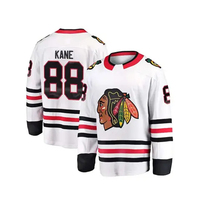 Jersey de Hockey sobre Hielo Blanco para Hombre, Transpirable, de Poliéster, Manga Larga, Cuello Redondo, con Logotipo del Equipo Impreso