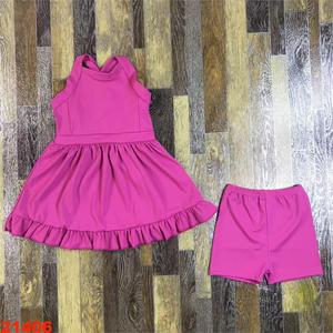 Kleine <span class=keywords><strong>M</strong></span>ädchen Sportswear Solid Color Kinder Golf Kleidung Sets Großhandel Kinder Kleinkind Neues Design Yoga Tennis Kleid Mit Shorts - Product Image 1