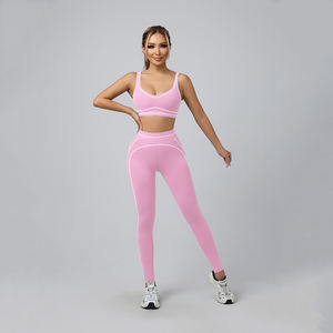 Ensemble de yoga pour femmes en gros, combinaisons de sport effet seconde peau, respirantes, séchage rapide, en spandex/nylon, deux pièces pour l'entraînement - Product Image 1