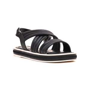 Sandalia de tacón con punta abierta negra FR5192 con plantilla de PVC, características de moda transpirables, cierre de botón con punta abierta para primavera y verano - Product Image 2