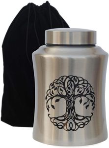Urne de crémation pour cendres pour adultes jusqu'à 160lbs Arbre de vie Urnes funéraires funéraires Sac en satin pour cendres humaines - Product Image 2