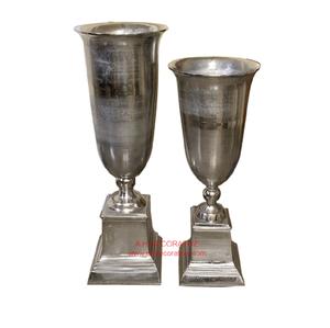 Florero de Metal chapado en plata con Base cuadrada, centro de mesa de diseño moderno para boda, macetas de flores de lujo para el hogar y la Oficina - Product Image 1