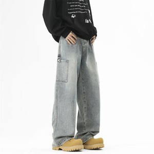 กางเกงยีนส์ผ้ายืดสำหรับผู้ชายออกแบบได้ตามต้องการเสื้อผ้าแนวสตรีทฮิปฮอปสไตล์วินเทจ3D - Product Image 3