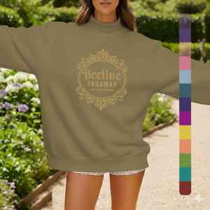 Custom Winter Long <b>Mock</b> <b>Neck</b> Sweatshirts Hoodies for Women High Quality Polyester/Cotton Front Logo - Product Image 2