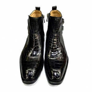 Bottes montantes pour hommes, noires, hiver, style décontracté et professionnel, best-seller, thermiques, en cuir, semelle extérieure en cuir - Product Image 3