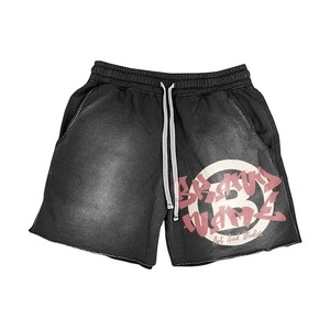 Usine personnalisé 100% coton imprimé Logo lavage à l'acide 2 pièces graphique hommes été t-shirt et ensemble court motif solide - Product Image 4