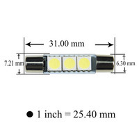 Ampoule LED HYUGA pour voiture, type Festoon 5050 3SMD, éclairage intérieur, pare-soleil, miroir de courtoisie - Blanc 12V DC 80LM, ajustement universel