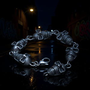 Bracelet pour homme en acier inoxydable argenté, style motard, avec crâne, modèle SL02, tendance, géométrique, religieux, plaqué or, en titane, du vendeur américain - Product Image 3