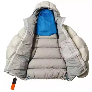 Chaqueta de Plumón Informal Personalizada de Último Diseño a la Venta, Chaqueta de Hombre con Capucha, Bordado con Patrón de Puntos, Invierno, Exterior de PU, Cierre de Cremallera - Product Image 3