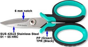 Fournisseur professionnel de Taiwan OEM ODM ciseaux d'électricien multi-usages avec encoche de coupe de fil couteau d'électricien pochette en Nylon - Product Image 2