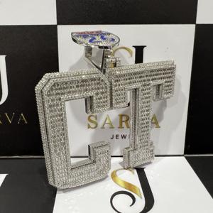 Colgantes y Dijes Personalizados con Iniciales, Plata de Ley S925, Estilo Hip Hop, Diamante Moissanite VVS, Joyería Fina - Product Image 3