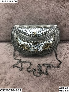 Pochette de mosaïque en métal de mariée de concepteur fait à la main fabriqué en Inde à la main exclusif soirée dames embrayages de mosaïque en métal - Product Image 5