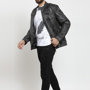 Chaqueta de Cuero Vacuno Transpirable Estilo Urbano, Talla Grande, Cuello Alto, Moda de Invierno - Product Image 4