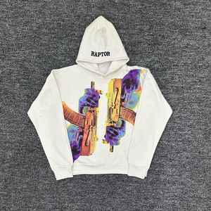 Sudadera con capucha y estampado de DTF con estampado pesado personalizado 500gsm ropa de calle de algodón sudaderas con capucha en blanco de gran tamaño para hombres con estampado de DTF - Product Image 4