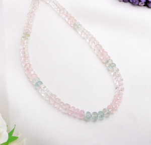Cuentas Lisas de Morganita Natural + Aguamarina de 7 mm, Cuentas de Piedras Preciosas para Joyería - Product Image 1
