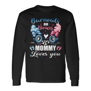 T-shirt à manches longues Burnouts Or Bows Mommy Loves You pour révélation du sexe - Product Image 1