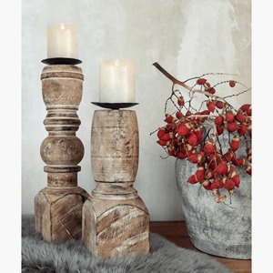 Candelabro de Madera Vintage, Elegante Centro de Mesa, Adorno Decorativo con Estilo, Decoración Rústica y Acogedora para el Hogar - Product Image 1