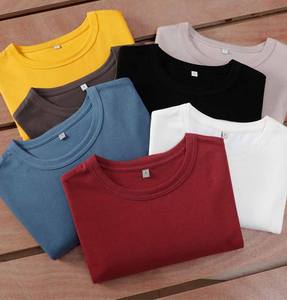 T-shirt d'été en coton à manches courtes pour hommes T-shirt respirant et décontracté avec logo de couleur unie T-shirt vierge pour hommes - Product Image 1