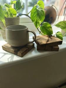 walnut coasters Handcrafted <b>Rustic</b> Wooden Coasters Set Natural Wood Grain Drink Coasters for <b>Coffee</b> Tea Wine <b>Table</b> Protection - Product Image 4