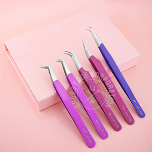 En promotion : Pince à épiler pour extensions de cils à pointe en fibre 90 degrés, pour volume facile, courbe lune, isolation, antidérapante, outil pour cils - Product Image 1