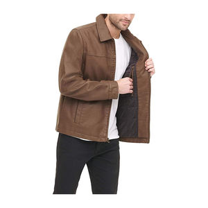 Venta al por mayor de los hombres de Otoño de moda con cremallera PU de piel de oveja chaquetas de cuero de estilo popular - Product Image 3