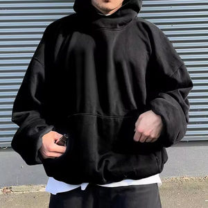 Sweat à capuche en coton double couche respirant pour homme, qualité supérieure, coupe oversize personnalisée, sans cordon, design court - Product Image 5