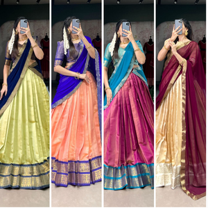 Meilleure qualité traditionnelle Kanjivaram soie Lehenga Choli Georgette Dupatta Zari tissage travail pour les fêtes mariages femme mode - Product Image 5