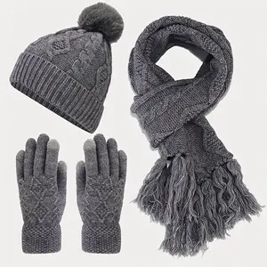 Özel yeni gelenler kış moda örme eşarp ve kap setleri yüksek kalite ucuz özel Logo Fan örme spor kazak eşarp
