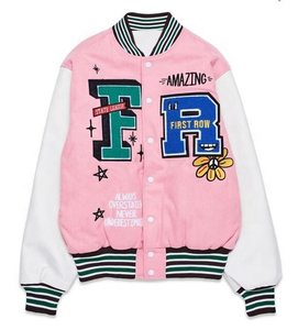 Wholesale Premium Quality Women Varsity Jacket Long Sleeve Cropped Baseball Jacket Bomber <b>Coats</b> Streetwear Varsity Jackets - Product Image 1