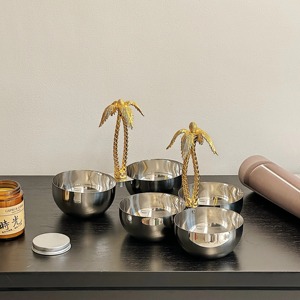 2 bols décoratifs en acier inoxydable avec poignées en forme d'arbre Centre de table élégant pour la décoration de la maison, de la cuisine et de la salle à manger - Product Image 6