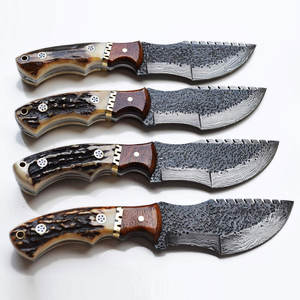 Couteau de survie en acier Damas fait main, lame pleine, couteau utilitaire de camping en plein air, manche en bois naturel - Product Image 2