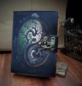 Nature Earth Men's Handmade Vintage Leather Journal Saddle Stitching and Spiral Binding A3 Size - Product Image 3