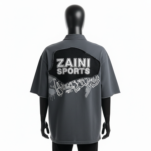 Polo homme en coton et polyester piqué premium 200 GSM, gris foncé, avec logo brodé personnalisé. - Product Image 5