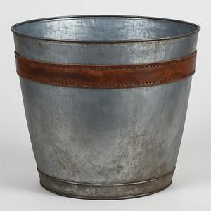 Handcrafted Galvanised Leather Planter With Brass Finished <b>Edges</b> Artisan Handmade Offering Decorative Seasonal Accent - Product Image 6