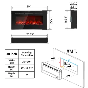 30 Zoll Großhandel Eingebaute elektrische Kamin heizungen 13 Farben Flammen Elektrischer Kamin mit Fernbedienung