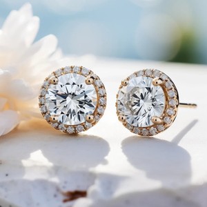 Pendientes de tuerca de diamante con certificado Gra de plata de ley S925 de oro macizo de 14K, pendientes de moissanita VVS, pendientes de tuerca de diamante para mujer - Product Image 1