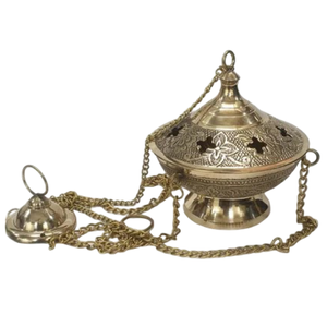Quemador de Incienso de Latón Puro con Grabado y Acabado Pulido, Quemador de Lobán Tradicional de Latón Vintage de Alta Calidad para Decoración del Hogar - Product Image 3