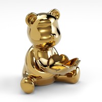 Plateau à bijoux rond en céramique dorée Teddy, moderne et luxueux, à un seul niveau, 20 cm, fabriqué en Italie, pour le bureau, cadeau