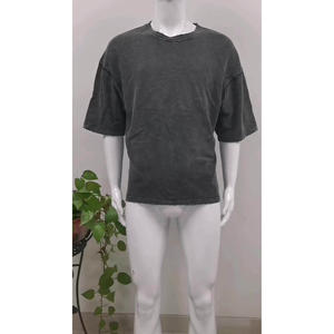 Venta al por mayor de encargo de alta calidad de los hombres sueltos en blanco ácido lavado Sunfade pantalones cortos de manga Boxy ácido lavado camiseta - Product Image 5